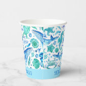 海のパーティーの水色の鯨、シーホースの下で 紙コップ (右)