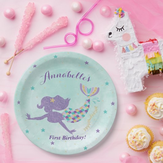 海のパーティーの紙皿の下の人魚 ペーパープレート (パーティー)