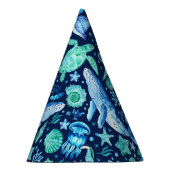 海のパーティー水色の下 パーティーハット (右)