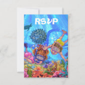 海のパーティーRSVPカードの下 出欠カード (正面)