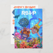 海のパーティーRSVPカードの下 出欠カード (正面/裏面)