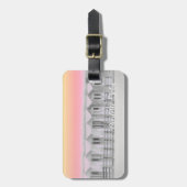 海のビーチのピンクの夕日を飾る ラゲッジタグ (正面縦)