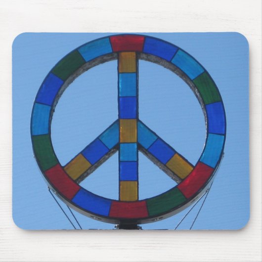 海のビーチのピースサイン マウスパッド (正面)