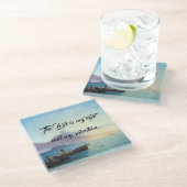 海のビーチのボートの主は私の軽いコースターです ガラスコースター (アングル)