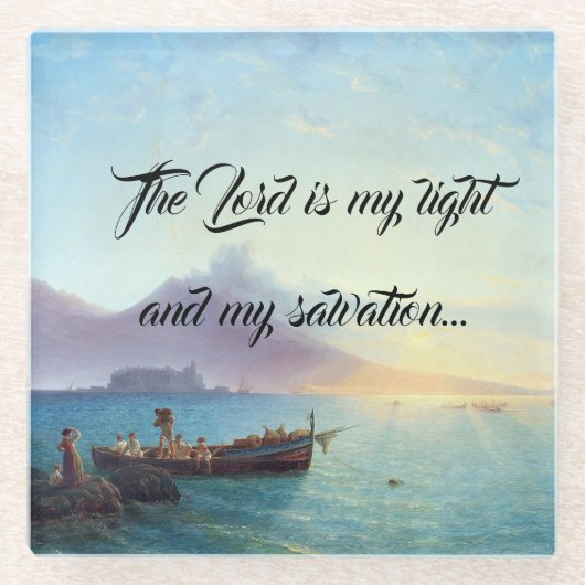 海のビーチのボートの主は私の軽いコースターです ガラスコースター (正面)