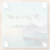 海のビーチのボートの主は私の軽いコースターです ガラスコースター (裏面)