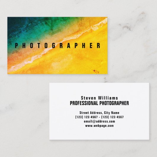 海のビーチの写真カバー 名刺 (正面/裏面)