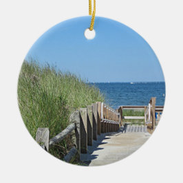海のビーチの写真 セラミックオーナメント