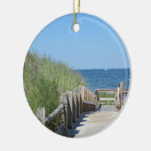 海のビーチの写真 セラミックオーナメント (左)