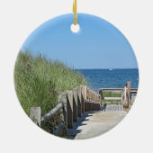 海のビーチの写真 セラミックオーナメント (裏面)