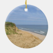 海のビーチの写真 セラミックオーナメント (裏面)