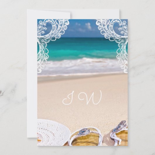 海のビーチの夏のブライダルシャワーの招待状 招待状 (裏面)