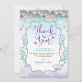 海のビーチの海のベビーシャワーの下の人魚 サンキューカード (正面)