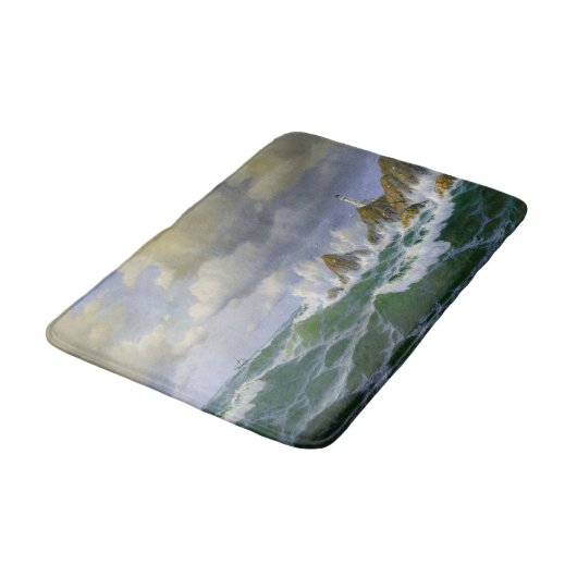 海のビーチの灯台はボートの石のバス・マットを振ります バスマット (アングル)