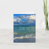 海のビーチの眺めのターコイズはノート感謝していしています サンキューカード (正面)