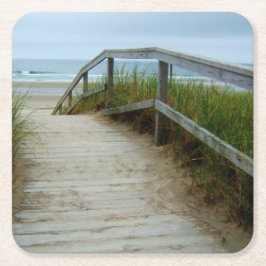 海のビーチの通路 スクエアペーパーコースター