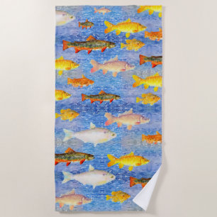 海のビーチカラフルタオルの魚の全体の多く ビーチタオル