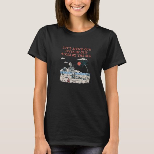 海のビーチ夏までにビーチサンダルで暮らす Tシャツ (正面)