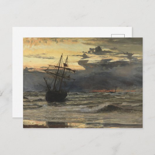 海のビーチ夜明け ポストカード (正面/裏面)