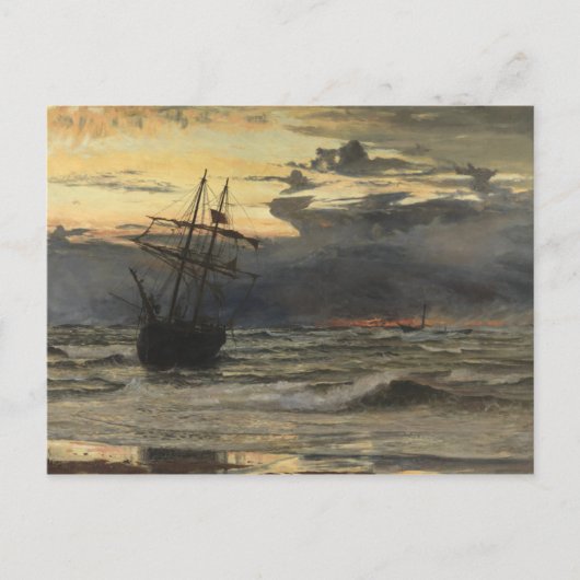 海のビーチ夜明け ポストカード (正面)