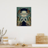 海のビーチIアートプリント低眉の海のモンスターゴシック ポスター (キッチン)