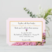 海のピンクとゴールドの花模様 招待状 (スタンド正面)