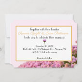 海のピンクとゴールドの花模様 招待状 (正面)