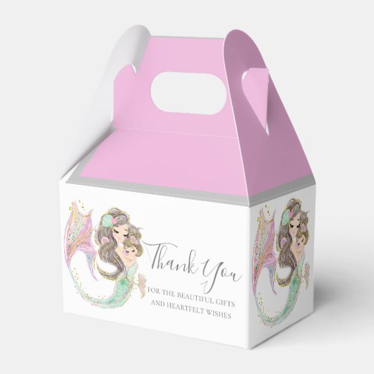 海のピンクの下で人魚の赤ちゃんシャワー フェイバーボックス (裏面サイド)