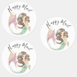 海のピンクの下で人魚の赤ちゃんシャワー ラベル