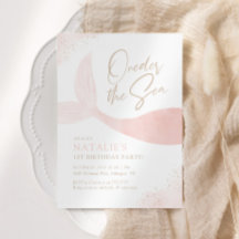 海のピンクの人魚の女の子の誕生日パーティー