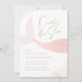 海のピンクの人魚の女の子の誕生日パーティー 招待状 (正面)