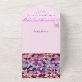 海のピンクの紫の人魚の赤ちゃんシャワーの下で オールインワン招待状 (外側)