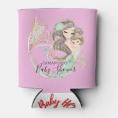 海のピンク色のクーラーボックスの下の人魚の赤ちゃんシャワー 缶クーラー (正面)