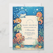 海のファンタジー ベイビーシャワー 招待状 (正面)