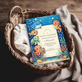 海のファンタジー ベイビーシャワー 招待状