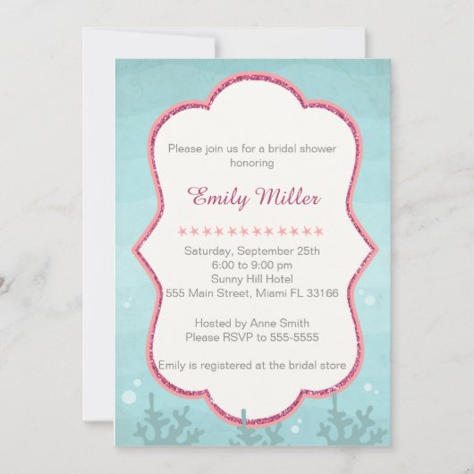 海のブライダルシャワーの招待を受けて 招待状 (正面)