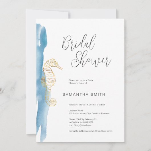 海のブライダルシャワー招待 招待状 (正面)