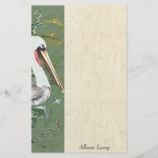 海のブラウンのペリカンの鳥の野性生物の海の文房具 便箋 (正面)