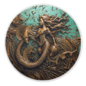 海のブロンズの下のマーメイド3Dエフェクトマリン セラミックノブ (正面)