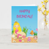 海のブロンド人魚グリーティングカードの下 カード (黄色い花)