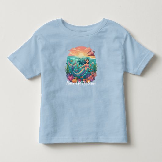 海のプリンセス人魚の水彩Tシャツ トドラーTシャツ (正面)