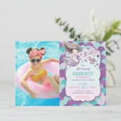 海のプールの下の人魚の誕生日パーティーの写真 招待状 (スタンド正面)