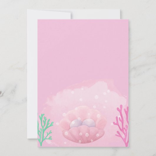 海のプールの下の猫マーメイドメイドパーティー 招待状 (裏面)