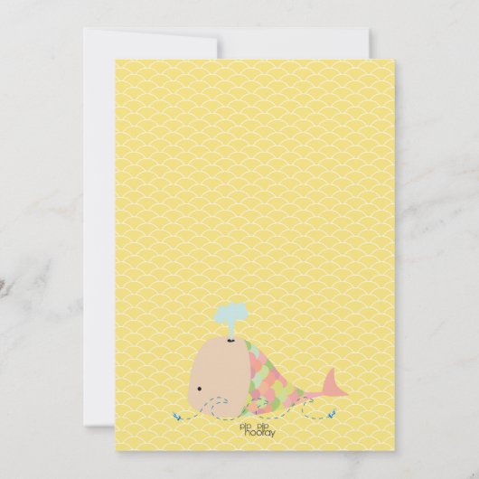 海のベビーシャワーのパーティーの招待の下のかわいいクジラ 招待状 (裏面)