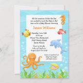 海のベビーシャワーの招待状の下 招待状 (正面)