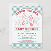 海のベビーシャワーの招待状の下 招待状 (正面)