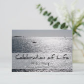 海のボートお祝いの生活葬儀の発表 招待状 (スタンド正面)