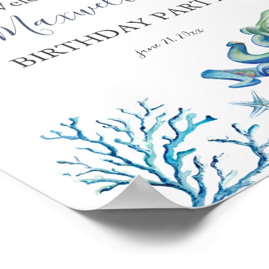 海のポスターの下の誕生日パーティーシンボルや象徴 ポスター (角)