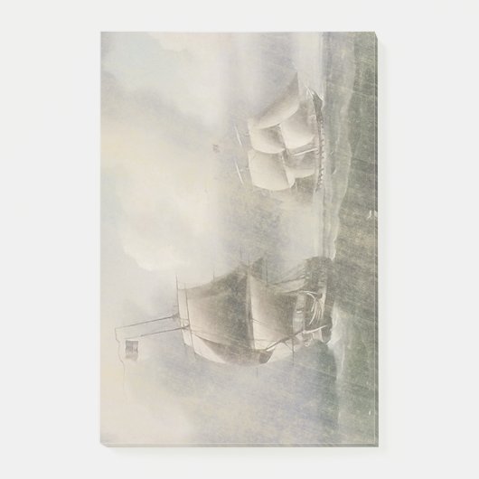 海のポスト・イットを航海する戦艦の軍艦 ポストイット (正面)