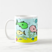 海のマグで多くの魚 コーヒーマグカップ (左)